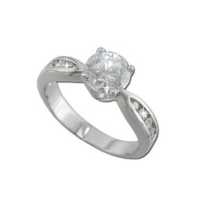 925 Silver 2ct CZ diamond On Tampered Shank Ring